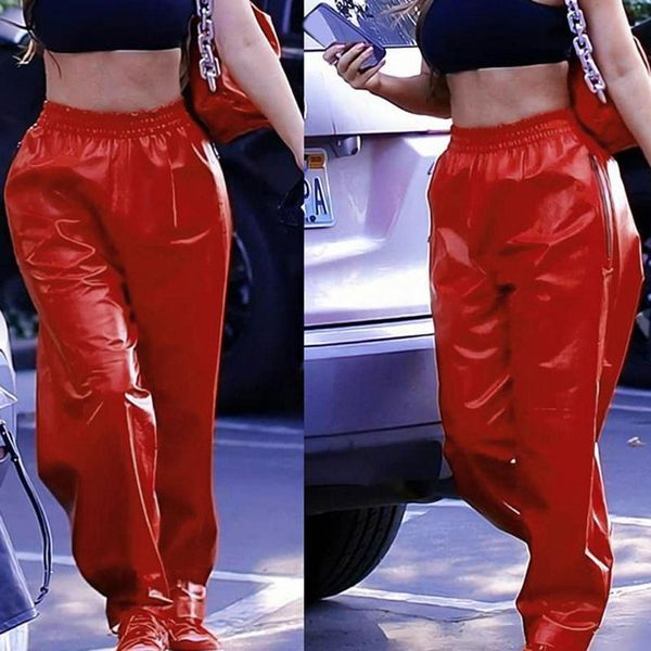2021 autumn winter women fashion solid color faux leather harem pants solid casual loose elastic high waist jogging trousers, Black;white
2021 autumn winter women fashion solid color faux leather harem pants solid casual loose elastic high waist jogging trousers, Black;white