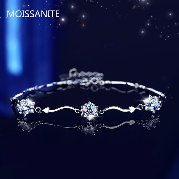 snowflake 3 stone moissanite bracelet bangle for women pure 925 silver chain adjustable passed diamond test certified jewelry sm, Black
snowflake 3 stone moissanite bracelet bangle for women pure 925 silver chain adjustable passed diamond test certified jewelry sm, Black