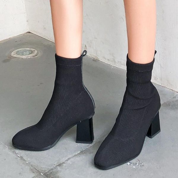 brand sale chunky high heels slip on sock booties women shoes elegant office lady trendy female boots, Black
brand sale chunky high heels slip on sock booties women shoes elegant office lady trendy female boots, Black