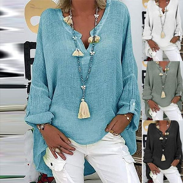 womens and blouses plus size women casual long sleeve solid color loose v neck shirt blouse camisa mujer modis 38, White
womens and blouses plus size women casual long sleeve solid color loose v neck shirt blouse camisa mujer modis 38, White