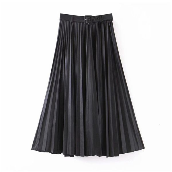 stylish chic pu leather pleated skirt sashes design side zipper basic female casual stylish mid calf skirts mujer q1209, Black
stylish chic pu leather pleated skirt sashes design side zipper basic female casual stylish mid calf skirts mujer q1209, Black
