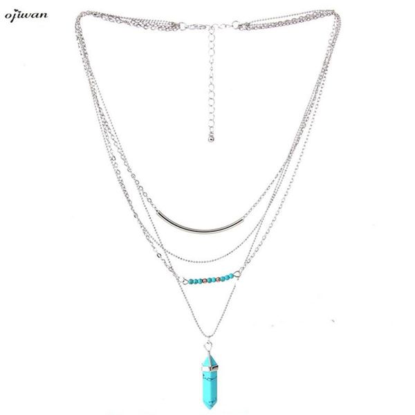 pendant necklaces layered necklace collier femmes stone for women bohemian boho jewelry, Silver
pendant necklaces layered necklace collier femmes stone for women bohemian boho jewelry, Silver
