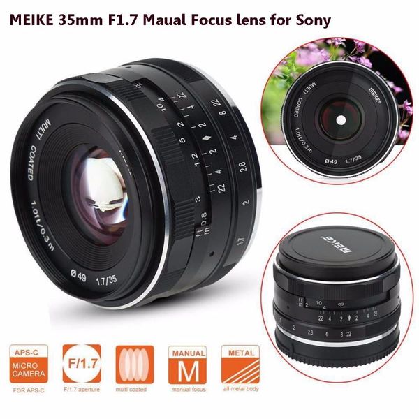 meike -e-35-1.7 35mm f1.7 large aperture manual focus aps-c camera lens for sony e mount nex3 nex5 ildc mirrorless camera
meike -e-35-1.7 35mm f1.7 large aperture manual focus aps-c camera lens for sony e mount nex3 nex5 ildc mirrorless camera