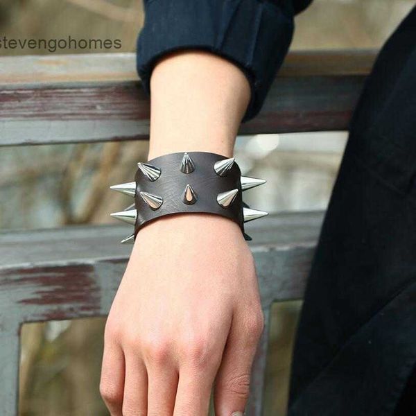 men's lovers punk button genuine leather rivet girl student friendship bracelet, Silver
men's lovers punk button genuine leather rivet girl student friendship bracelet, Silver