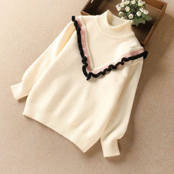 2020 drs winter sle girl's wtern lotus leaf lace children's girls' thickened knitted cashmere sweater 150-180 bg6p, Blue 
2020 drs winter sle girl's wtern lotus leaf lace children's girls' thickened knitted cashmere sweater 150-180 bg6p, Blue