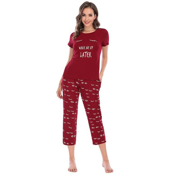 spirng night suit short sleeve cropped trousers cartoon print pajama set autumn sleepwear two-piece sets for women home service, Black;brown
spirng night suit short sleeve cropped trousers cartoon print pajama set autumn sleepwear two-piece sets for women home service, Black;brown