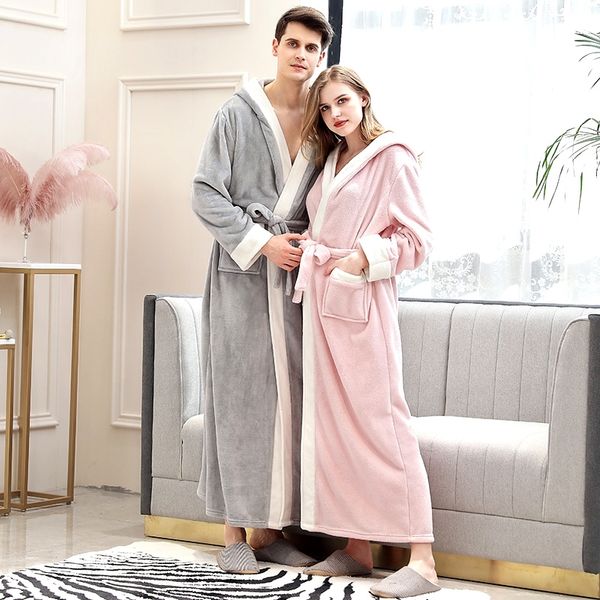 women winter extra long flannel warm bathrobe kimono coral fleece plus size bath robe brides dressing gown men sleepwear 210203, Black;red
women winter extra long flannel warm bathrobe kimono coral fleece plus size bath robe brides dressing gown men sleepwear 210203, Black;red