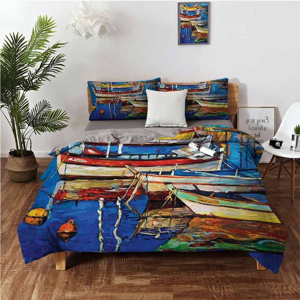 folk art style paint of boats on shore at golden yellow sunset cruising by the seabedding 3-piece set
folk art style paint of boats on shore at golden yellow sunset cruising by the seabedding 3-piece set