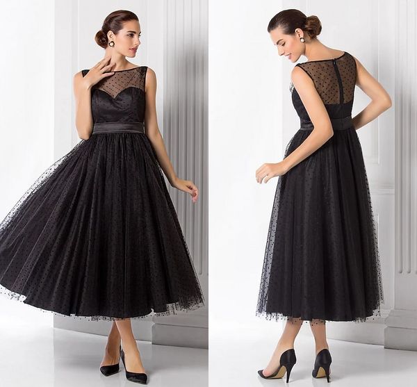 2022 a-line vintage black engagement formal evening dress illusion neck sleeveless tea length dot tulle prom party gokwn vestido de fiesta r, Black;red
2022 a-line vintage black engagement formal evening dress illusion neck sleeveless tea length dot tulle prom party gokwn vestido de fiesta r, Black;red