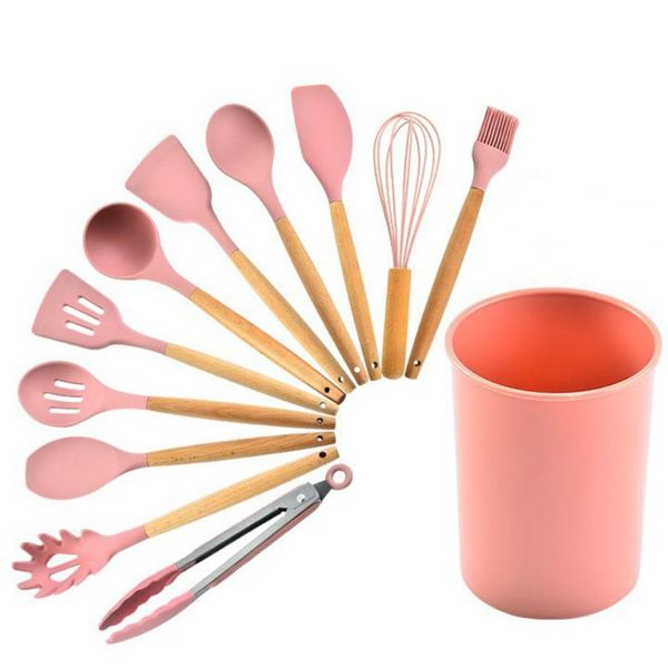 wooden handle kitchenware spoon salvage scraper shovel clip brush 11 pieces pink silica gel kitchen supplies
wooden handle kitchenware spoon salvage scraper shovel clip brush 11 pieces pink silica gel kitchen supplies