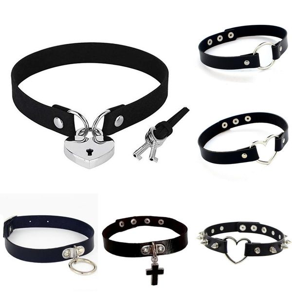chokers punk spike rivet gothic pu leather goth heart cross choker necklace on neck collar necklaces women jewelry chain, Golden;silver
chokers punk spike rivet gothic pu leather goth heart cross choker necklace on neck collar necklaces women jewelry chain, Golden;silver