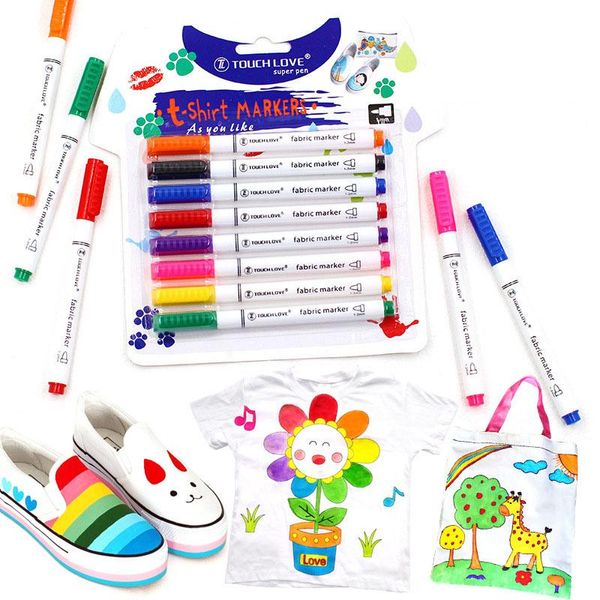 2020 New 8 Pcs/set Clothes Textile Marker Fabric Paint Pen Diy Crafts T-shirt Pigment Painting Pen School Home Stationery Graffiti Supply