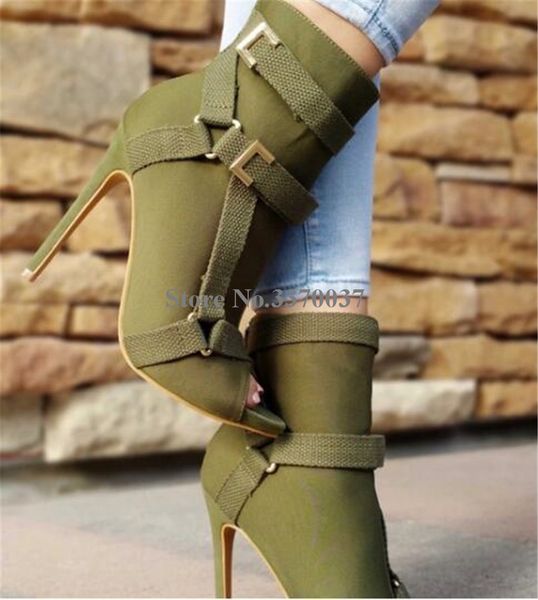 new design women fashion peep toe suede leather stiletto heel short boots buckles strap black army green high heel ankle booties y200723
new design women fashion peep toe suede leather stiletto heel short boots buckles strap black army green high heel ankle booties y200723