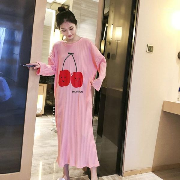women's sleepwear women fruit printed long night dress spring autumn large size casual loose nightgown pijama mujer1, Black;red
women's sleepwear women fruit printed long night dress spring autumn large size casual loose nightgown pijama mujer1, Black;red