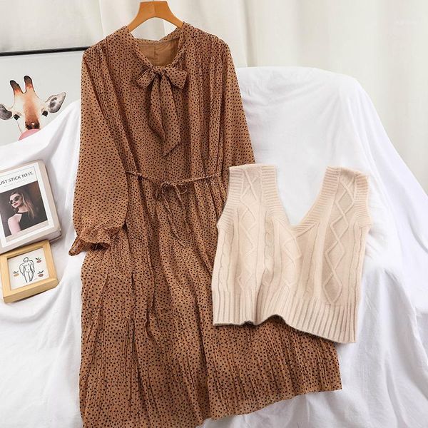 women's tracksuits korean style loose dress set women 2021 casual heart printed long bow dress+v neck kintted sweater vest female 3 col, Gray
women's tracksuits korean style loose dress set women 2021 casual heart printed long bow dress+v neck kintted sweater vest female 3 col, Gray