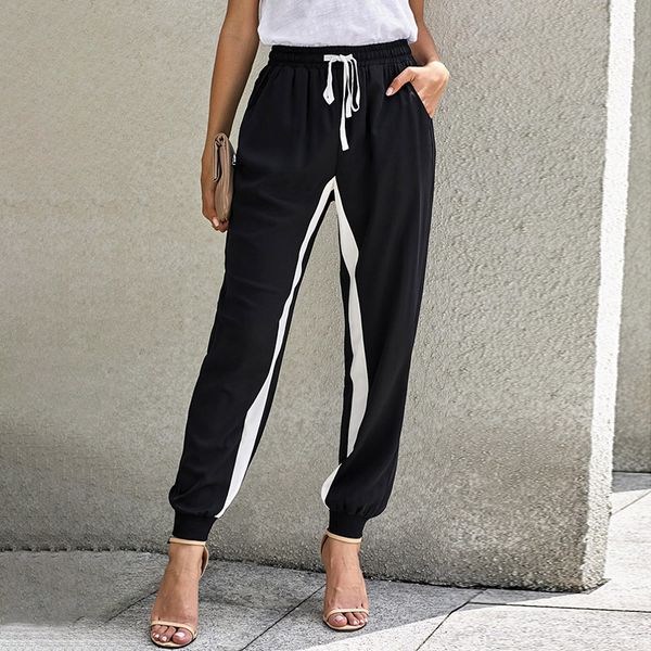 ins shiying casual pants for women autumn and winter new european and american solid color color-contrasting stripe belted ankle length jogg, Black;white
ins shiying casual pants for women autumn and winter new european and american solid color color-contrasting stripe belted ankle length jogg, Black;white