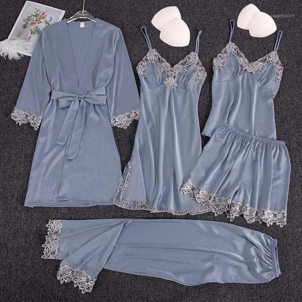women's sleepwear herislim 2021 spring summer women pajamas 5 pcs silk robe nightdress sets home wear pijamas lounge lace pyjamas1, Black;red
women's sleepwear herislim 2021 spring summer women pajamas 5 pcs silk robe nightdress sets home wear pijamas lounge lace pyjamas1, Black;red