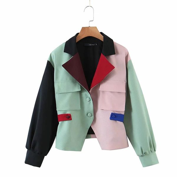 women's suits & blazers women 2021 multi-color stitching suit fashion short back belt tighten the waist long sleeve coat chic top, White;black
women's suits & blazers women 2021 multi-color stitching suit fashion short back belt tighten the waist long sleeve coat chic top, White;black