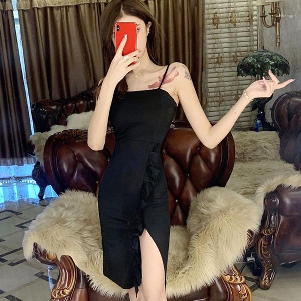 2019 new style nightclub sheath frilled slit mid-length dress 7045h2451, Black;gray
2019 new style nightclub sheath frilled slit mid-length dress 7045h2451, Black;gray
