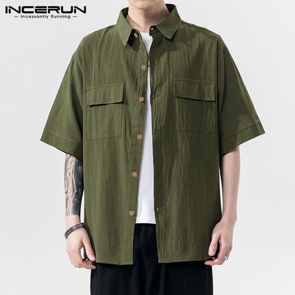 incerun cotton shirt men short sleeve streetwear lapel loose pockets camisa 2020 japanese solid color mens cargo shirts harajuku1, White;black
incerun cotton shirt men short sleeve streetwear lapel loose pockets camisa 2020 japanese solid color mens cargo shirts harajuku1, White;black