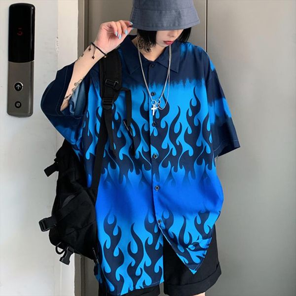 plus size women man blouses harajuku oversized blue fire printing shirts high street 2020 summer short sleeve blusas, White
plus size women man blouses harajuku oversized blue fire printing shirts high street 2020 summer short sleeve blusas, White