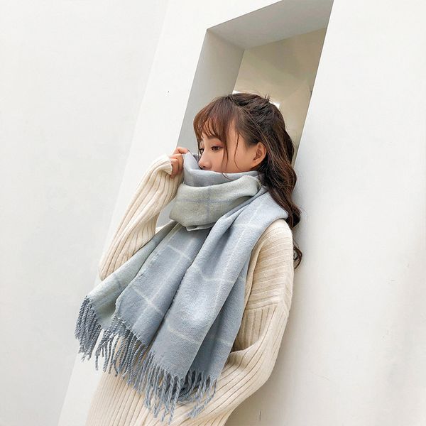 scarf women winter brand version versatile new student double side plaid long thickened warm shawl klwe, Blue;gray
scarf women winter brand version versatile new student double side plaid long thickened warm shawl klwe, Blue;gray
