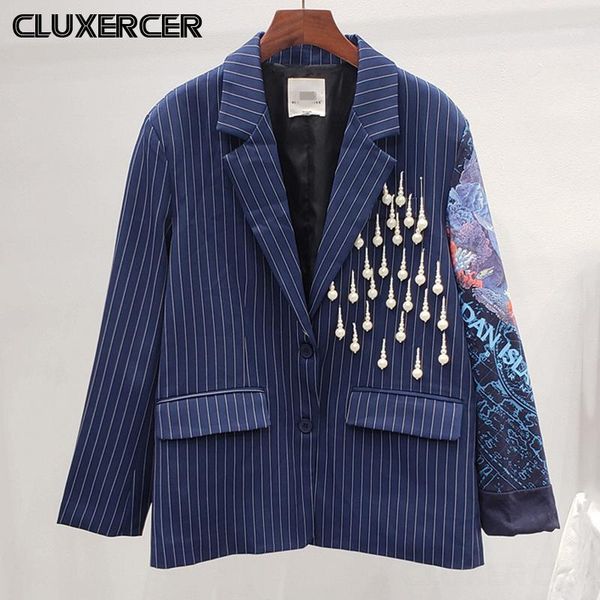 2020 spring autumn pearl tassel blazer jacket women casual striped long sleeve loose suit coat1, White;black
2020 spring autumn pearl tassel blazer jacket women casual striped long sleeve loose suit coat1, White;black