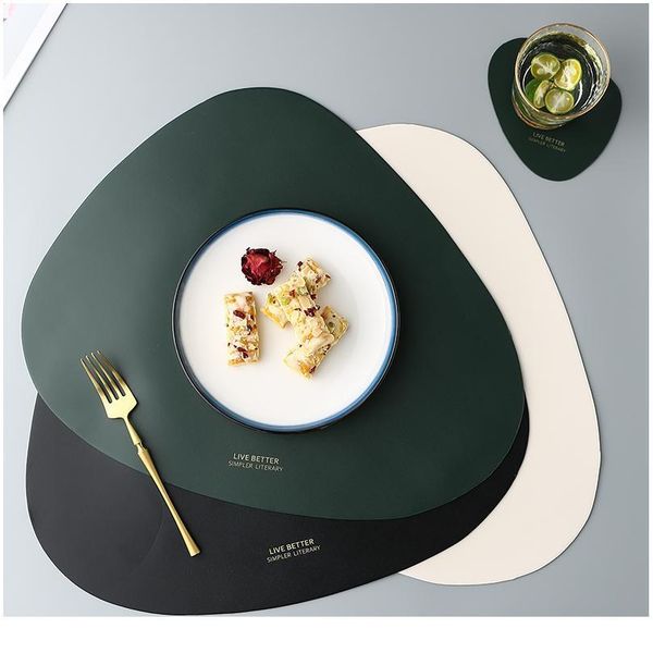2/4/6 sets placemat leather coaster pads tableware pad pu leather table mat heat insulation non-slip placemats bowl jlljnn