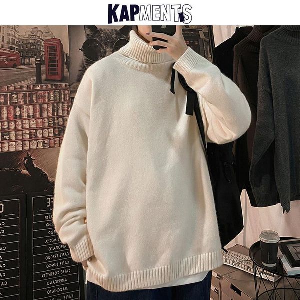 men's sweaters kapments men solid warm korean turtleneck sweater 2021 mens harajuku pullover winter wool knitted man loose sweatshirts, White;black
men's sweaters kapments men solid warm korean turtleneck sweater 2021 mens harajuku pullover winter wool knitted man loose sweatshirts, White;black