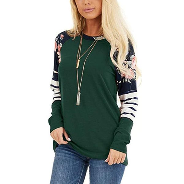 2020 new fashion stripe splicing flower printing t-shirts women o-neck long sleeve aesthetic tee clothes wholesale, White
2020 new fashion stripe splicing flower printing t-shirts women o-neck long sleeve aesthetic tee clothes wholesale, White
