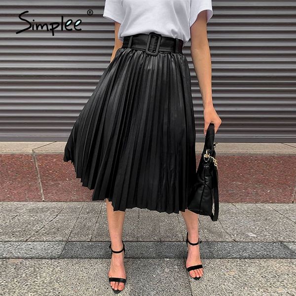 simplee steeetwear pu midi skirt a-line pleated black sashes skirts chic women's wear leather autumn winter midi skirt q1209
simplee steeetwear pu midi skirt a-line pleated black sashes skirts chic women's wear leather autumn winter midi skirt q1209