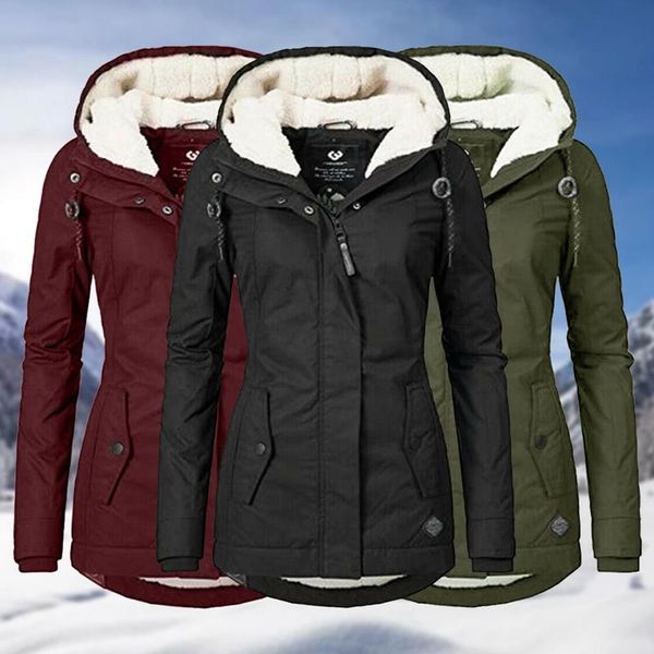 winter parkas coat thick hooded women jacket cotton warm female windproof outerwear zipper pocket hooded drawstring overcoats, Black
winter parkas coat thick hooded women jacket cotton warm female windproof outerwear zipper pocket hooded drawstring overcoats, Black