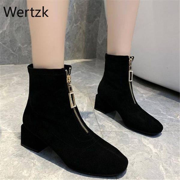 2020 women's boots zipper square heel boots luxury shoes women designers botas mujer invierno zapatos de mujer, Black
2020 women's boots zipper square heel boots luxury shoes women designers botas mujer invierno zapatos de mujer, Black
