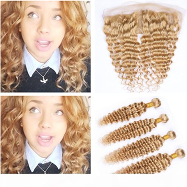 honey blonde deep wave human hair 13x4 lace frontal closure with weaves #27 light brown peruvian virgin hair wavy 4bundles with frontal, Black;brown
honey blonde deep wave human hair 13x4 lace frontal closure with weaves #27 light brown peruvian virgin hair wavy 4bundles with frontal, Black;brown