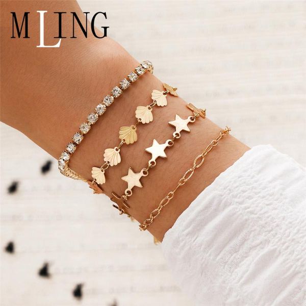 charm bracelets mling 4 pcs/set vintage gold alloy crystal geometric bracelet set fashion shell star for women, Golden;silver
charm bracelets mling 4 pcs/set vintage gold alloy crystal geometric bracelet set fashion shell star for women, Golden;silver