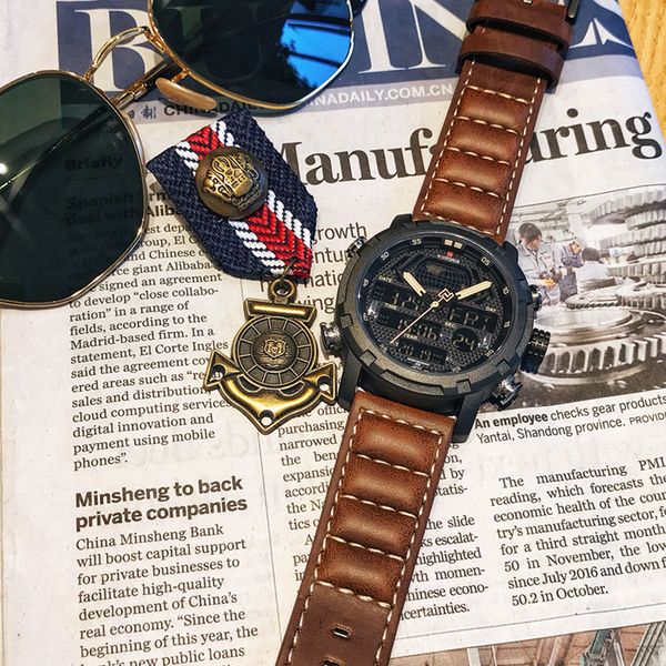 2020 naviforce men's fashion sports watches men quartz analog date clock man leather military waterproof watch relogio masculino, Slivery;brown
2020 naviforce men's fashion sports watches men quartz analog date clock man leather military waterproof watch relogio masculino, Slivery;brown