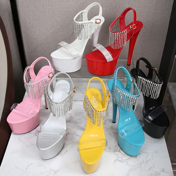 2021 summer designer women 17cm extreme high heels sandals yellow black platform wedding sandals glitter plus size female shoes
2021 summer designer women 17cm extreme high heels sandals yellow black platform wedding sandals glitter plus size female shoes