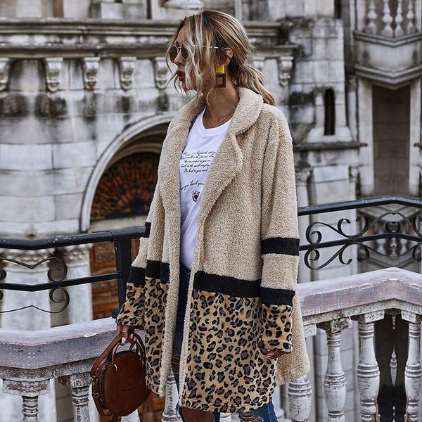 new open stitch flocking plush jacket women autumn winter leopard patchwork jacket coat female casual 201126, Black;brown
new open stitch flocking plush jacket women autumn winter leopard patchwork jacket coat female casual 201126, Black;brown