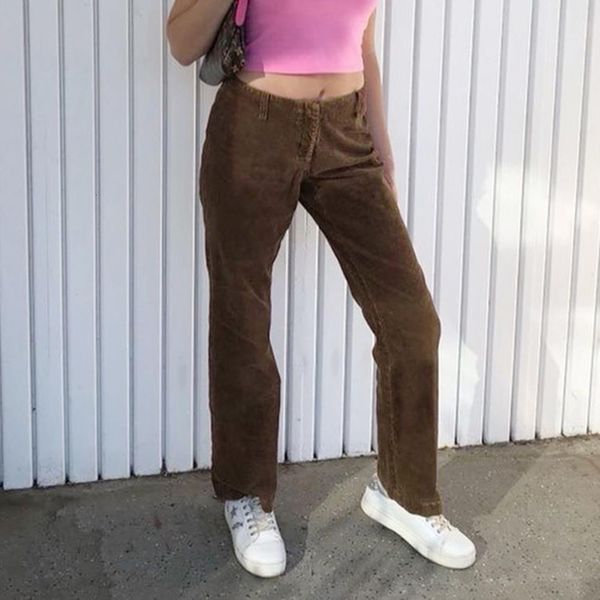high waist corduroy pants womens casual solid brown pants loose long trousers streetwear straight pants women, Black;white
high waist corduroy pants womens casual solid brown pants loose long trousers streetwear straight pants women, Black;white