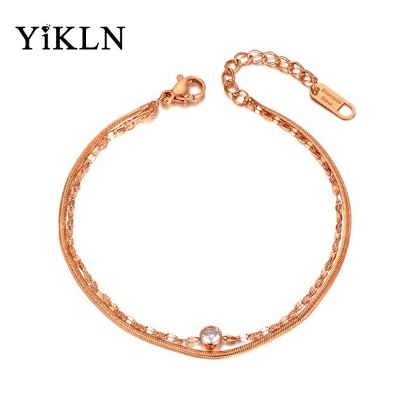 link, chain yikln trendy double layer stainless steel crystal charm strand bracelet for women rose gold snake link yb20043, Black
link, chain yikln trendy double layer stainless steel crystal charm strand bracelet for women rose gold snake link yb20043, Black