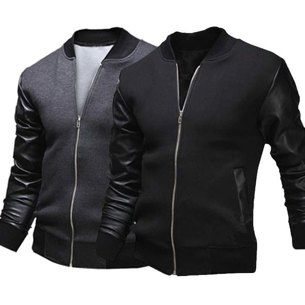new fashion autumn slim fit casual baseball jackets pu leather sleeve men bomber jacket coat, Black;brown
new fashion autumn slim fit casual baseball jackets pu leather sleeve men bomber jacket coat, Black;brown