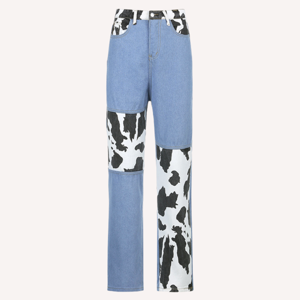 missnight cow print jeans patchwork pants women high waist baggy jeans for women denim straight pants pocket streetwear casual, Blue
missnight cow print jeans patchwork pants women high waist baggy jeans for women denim straight pants pocket streetwear casual, Blue