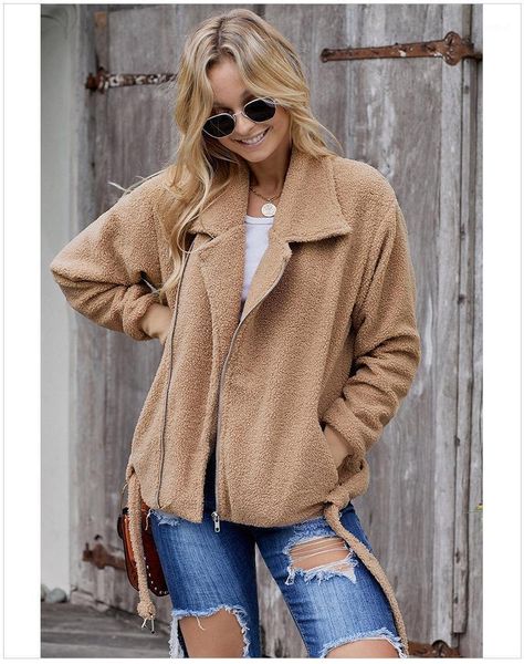 wowen's autumn & winter straight teddy jacket turn-down collar long sleeve zipper female coat with pockets and belt solid color1, Black;brown
wowen's autumn & winter straight teddy jacket turn-down collar long sleeve zipper female coat with pockets and belt solid color1, Black;brown