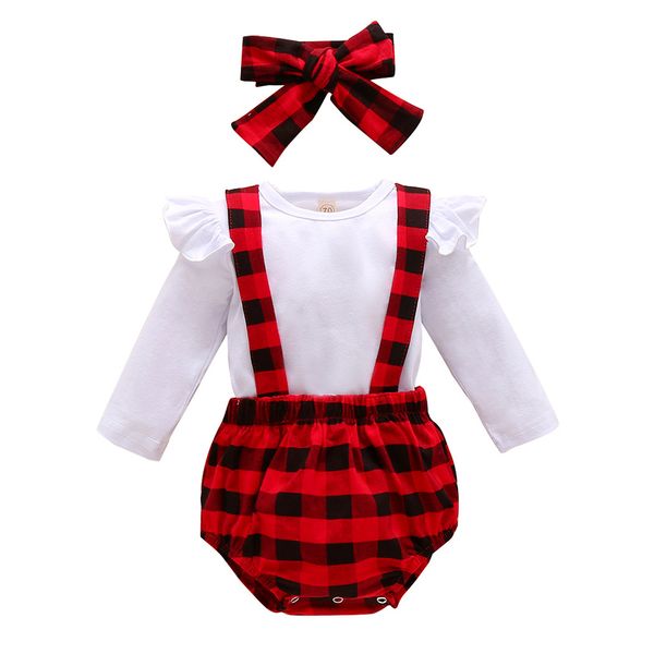 infant girls clothes set long sleeve ruffles t-shirts and plaid print overalls bodysuits headband newborn baby girls lj201223, White
infant girls clothes set long sleeve ruffles t-shirts and plaid print overalls bodysuits headband newborn baby girls lj201223, White
