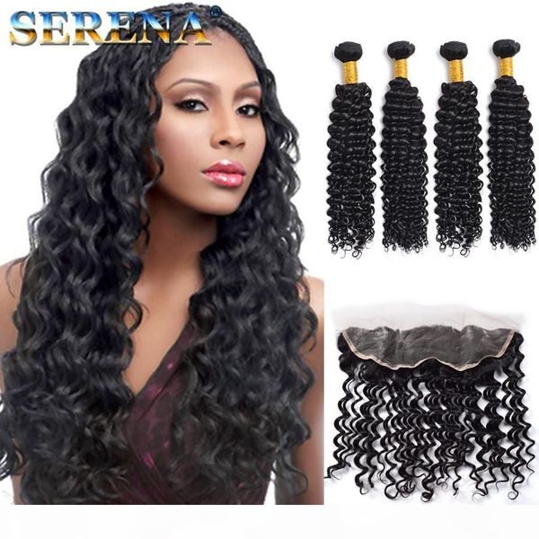 13x4 ear to ear curly lace frontal closure with bundles 4pcs deep wave malaysian peruvian hair weaves and front lace closure pieces, Black;brown
13x4 ear to ear curly lace frontal closure with bundles 4pcs deep wave malaysian peruvian hair weaves and front lace closure pieces, Black;brown
