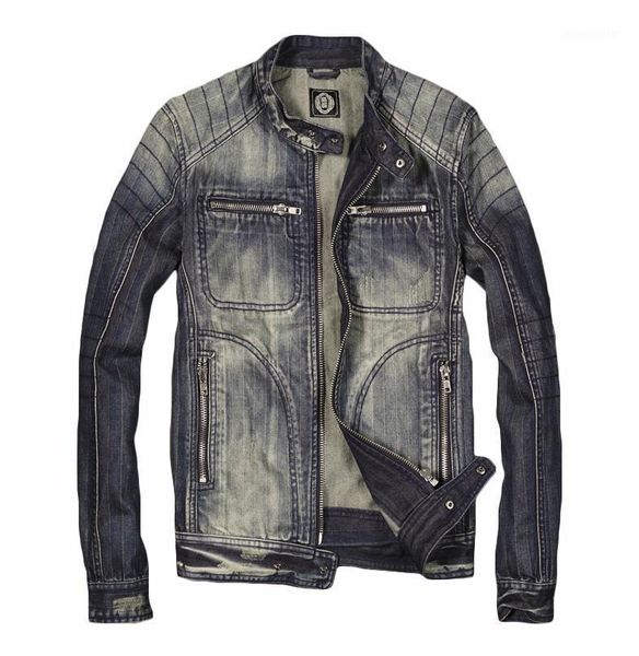 bonjean brand men's stand collar biker motorcycle jackets vintage blue denim slim fit zipper moto jeans coat drop shipping1, Black;brown
bonjean brand men's stand collar biker motorcycle jackets vintage blue denim slim fit zipper moto jeans coat drop shipping1, Black;brown