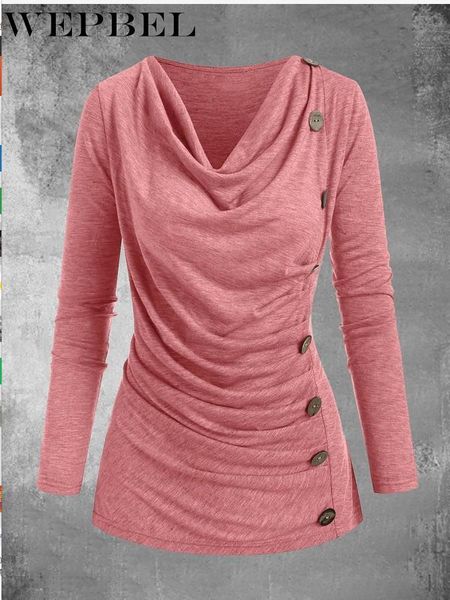 women's t-shirt wepbel autumn pleated long sleeve v-neck casual slim fit solid color buttons, White
women's t-shirt wepbel autumn pleated long sleeve v-neck casual slim fit solid color buttons, White