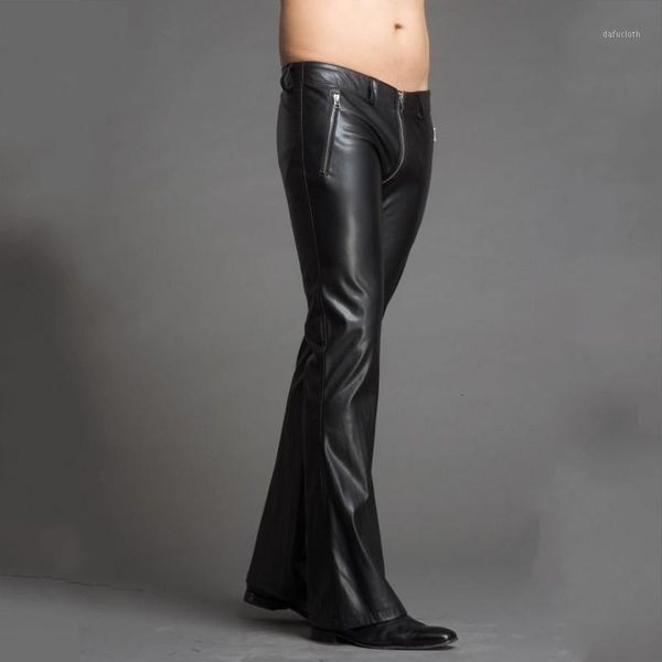 men pu leather flare pants plus size slim fit punk style personality zipper bell-bottomed pants stage show trousers1, Black
men pu leather flare pants plus size slim fit punk style personality zipper bell-bottomed pants stage show trousers1, Black