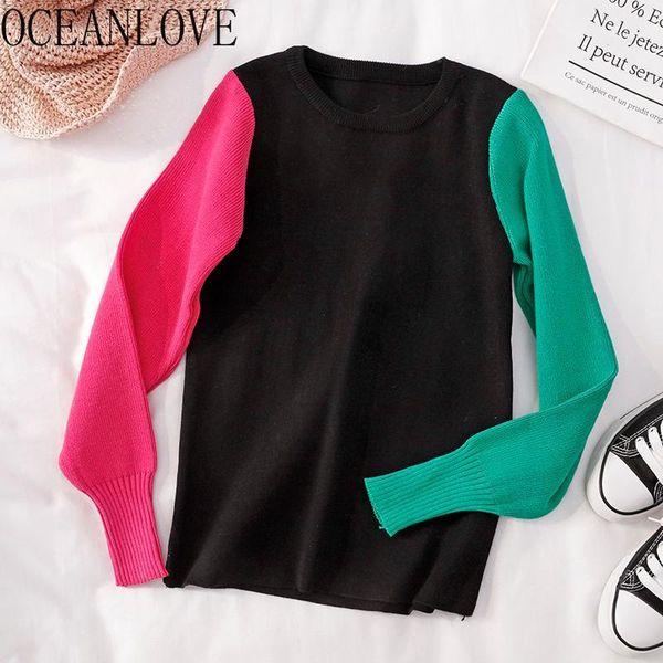 women's sweaters oceanlove autumn winter women 2021 panelled contrast color pullovers high fashion pull femme ladies slim 134611, White;black
women's sweaters oceanlove autumn winter women 2021 panelled contrast color pullovers high fashion pull femme ladies slim 134611, White;black