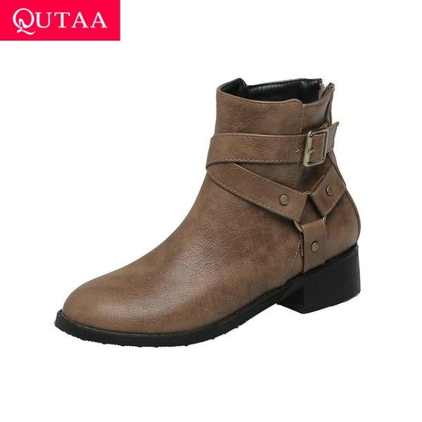 boots qutaa 2021 pu leather square heel autumn winter comfort ankle round toe fashion zipper women shoes size 34-43, Black
boots qutaa 2021 pu leather square heel autumn winter comfort ankle round toe fashion zipper women shoes size 34-43, Black